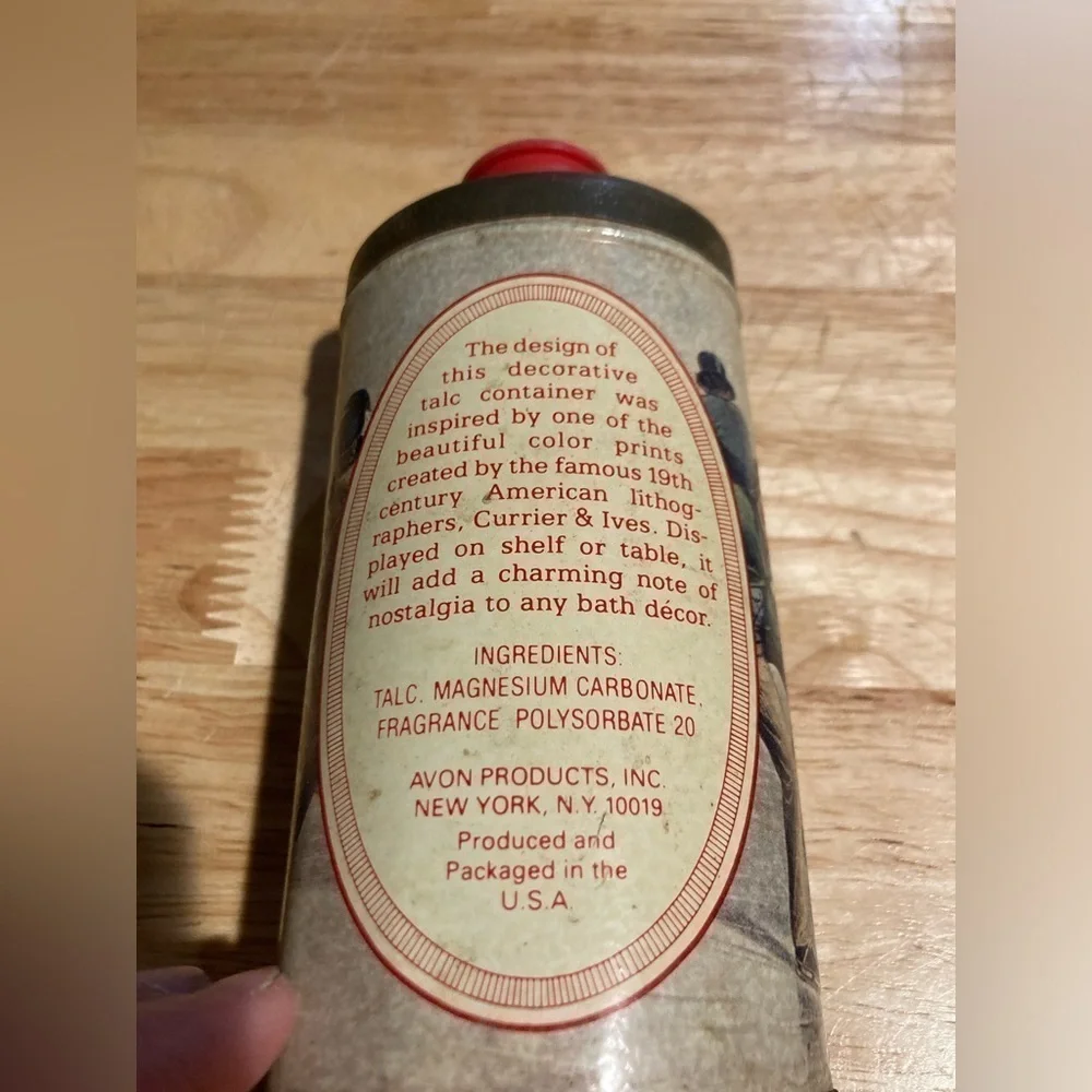 Vintage Avon Lady Skater talc tin Ariane & sweet honesty